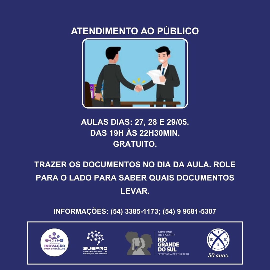 Curso gratuito de "Atendimento ao Publico"